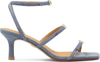 Kazar Denim stof sandalen met lage hak - Dames - Sandalen met hakken - Blauw - 37 EU - Denim - Schoenen