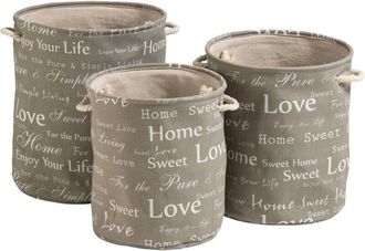 Premier Housewares Canvas Round Laundry Hampers - Set of 3