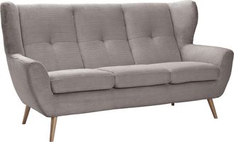 Exxpo Sofa Fashion 3-Sitzer »ALVESTA, Loungesofa, Küchensofa, hoher Sitzkomfort, Ohrenbackensofa« gemütliche Rückenlehne, mit Knopfheftung und hohen Holzfüssen, in Cord