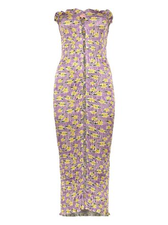 Amy Crookes floral-print dress - women - Polyester - XS/S - Purple