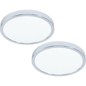 Loops 2 PACK Wall Flush Ceiling Light Colour Chrome Shade Round White Plastic LED 20W