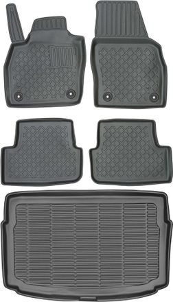 OEM Volkswagen Polo Vi Hatchback De 2017 (juego) - Alfombrillas Para Coche + Alfombrilla Para Maletero