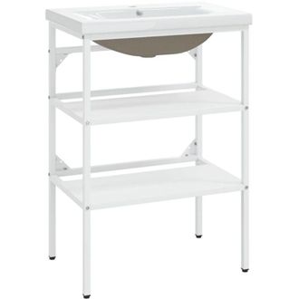 vidaXL Estructura De Ba&ntilde;o Con Lavabo Incorporado Hierro Blanco Vidaxl