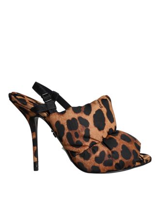 Dolce & Gabbana Puffy Luipaardprint Slingback Sandalen