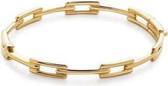 Monica Vinader Skinny Signature Link Bangle in 14Kt Solid Gold at Nordstrom, Size Small