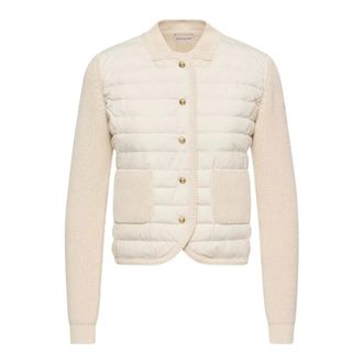 Moncler Winter Jackets, female, Beige, Size: L Cotton Padded Cardigan