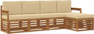 vidaXL Conjunto De Sof&aacute;s De Exterior 5 Uds. Natural Y Beige Vidaxl