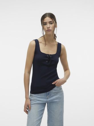 Vero Moda Tr&auml;gertop VERO MODA VMCAISA SL SHORT TOP JRS GA, Damen, Gr. XS, blau (navy blazer), Jersey, Obermaterial: 95% Baumwolle, 5% Elasthan, unifarben, eckig