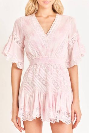 LoveShackFancy Calamina Mini Dress In Lilac Hand Dye