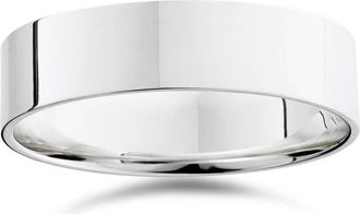 Pompeii3 14K White Gold Mens Flat Comfort Fit Plain Wedding Band Size Selectable