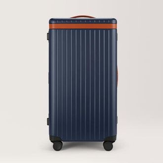 Carl Friedrik Trunk Luggage - Hard case in Polycarbonate and Aluminium - Navy Blue / Cognac Brown