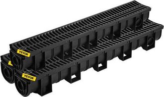 OEM Sistema De Drenaje De Zanja 15 X 13 X 100 Cm 3 Piezas Kit De Drenaje Para Canal De Entrada Rejilla De Pl&aacute;stico Hdpe Con 3 Tapas Para Desag&uuml;es De Jard&iacute;