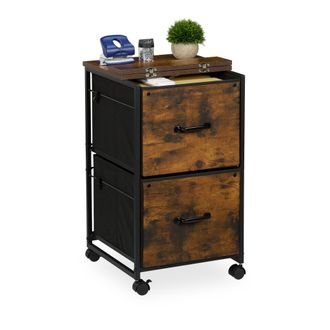 Relaxdays Relaxdays - Cajonera Oficina Con Ruedas, 2 Cajones, Archivador Colgante, Dise&ntilde;o Industrial, 68x40x40 Cm, Marr&oacute;n Y Negro