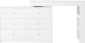 Urban Meuble Tocador multifuncional blanco con espejo LED y 8 cajones