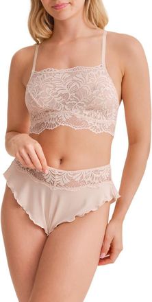 Fleur't Purely Yours Lace Bralette & Boyshorts Set in Champagne at Nordstrom, Size X-Small