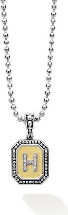 Lagos Signature Caviar Diamond Initial Pendant Necklace in Two-Tone H at Nordstrom