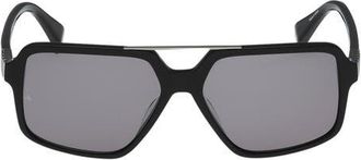 Rag & Bone 56mm Navigator Sunglasses in Shiny Black /Smoke Lenses at Nordstrom