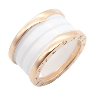 Bulgari Gold White Pink Gold (18K) Ceramic Band Ring (Pre-Owned)
