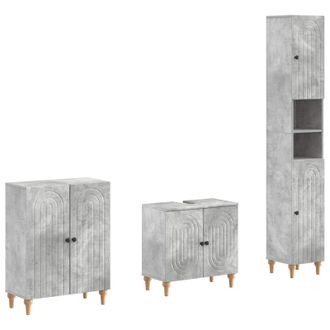 vidaXL Juego De Armarios De Ba&ntilde;o De 3 Piezas Alkmaar Gris Hormig&oacute;n Vidaxl