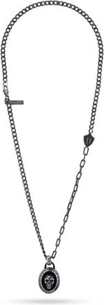 Police Heren Ketting Zilveren Schedel Hanger - Heren - Kettingen - Grijs - ONE Size - Accessoires
