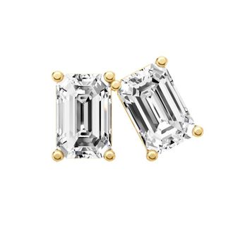 Diamond2Deal 14K White Gold 0.50 Ct Lab Grown Baguette Shape Diamond Solitaire Stud Earrings Color- E-F, Clarity- VS1