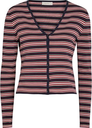 Faithfull The Brand Doris Striped Cotton-blend Cardigan - Navy - S (UK8-10 / S)