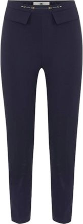 Elisabetta Franchi Broeken, Dames, Blauw, M, Polyester, Broek in dubbellaags stretch cr&ecirc;pe