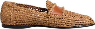 Dolce & Gabbana Brown Woven Raffia Slip On Loafers Mens Shoes