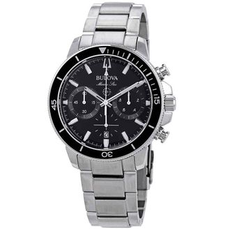 Bulova Marine Star Chronograph Black Dial Mens Watch 96B272
