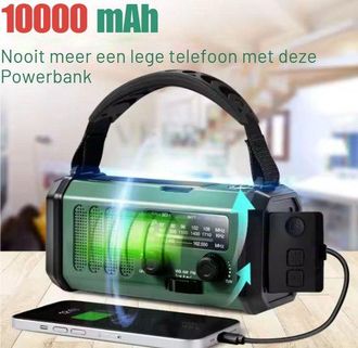 OEM Radio 2025, Fm Am, Radio Manivela Panel Solar, Solar, Power Bank 10,000 Mah, Energ&iacute;a Solar, Linterna Recargable, Alarma Sos, Verde Militar