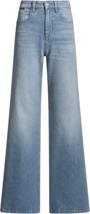 BOSS Flared-leg jeans in blue comfort-stretch denim