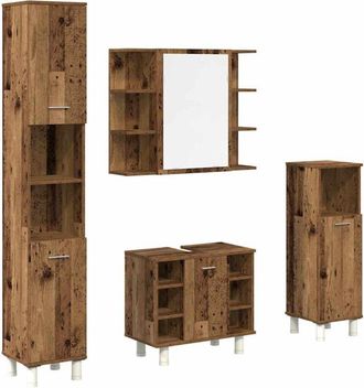 vidaXL Vidaxl - Juego de muebles de baño 4 piezas madera ingeniería envejecida