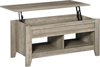 HOMCOM Lift Top Coffee Table w/ Hidden Storage Compartment & Shelves Oak | TJ Hughes
