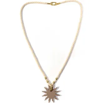 By Lilla Rope Sun Necklace in Ivory at Nordstrom, Size 24