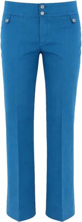 Etro Rechte Broek met Zakken aan de Voorkant - Dames - Straight fit broeken - Blauw - XS - Katoen - Broeken