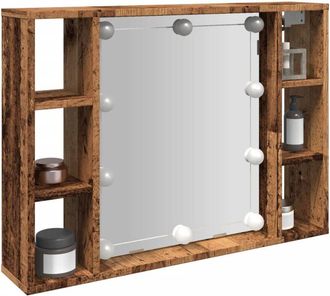 vidaXL Vidaxl - Mobile a Specchio led Legno Antico 76x15x55 cm Multistrato