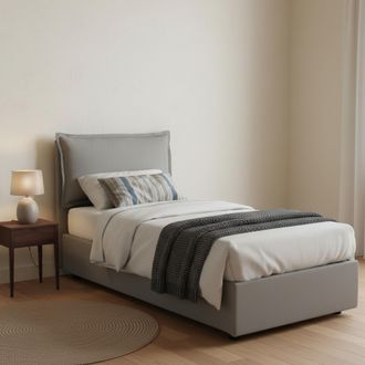 Dmora Talamo Italia - Cama Individual Gemma, Cama Contenedor Con Revestimiento De Tela, 100% Made In Italy, Apertura Frontal, Adecuado Para Colch&oacute;n 80x200 C