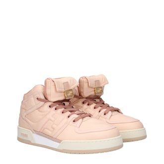 Fendi Womens Pink Nylon High Top Sneakers
