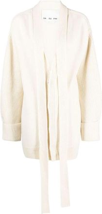 SA SU PHI Kasjmier Sjaal-Detail Vest - Dames - Vesten - Wit - 2XS - Kasjmier - Truien & Vesten