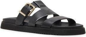 Steve Madden Maze Slide Sandal in Black Leather at Nordstrom Rack, Size 5.5