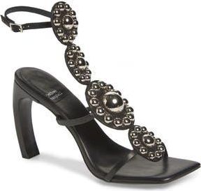 Jeffrey Campbell Renfri T-Strap Sandal in Black Silver at Nordstrom Rack, Size 5