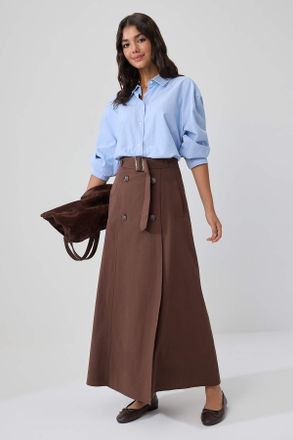 Trendyol Modest Dames Bruin Effen Maxi A-lijn Modest Rokken
