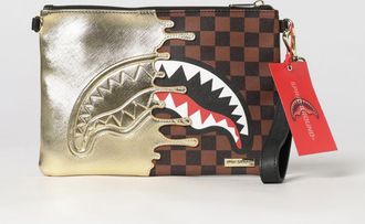 Sprayground Pouch in Coated Cotton with Two-Tone Check Pattern and Removable Handle