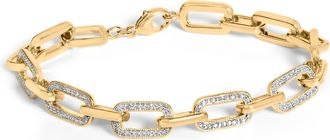 House of Brilliance Gold Vermeil 1/10 Cttw Diamond Bold Paperclip Link Bracelet