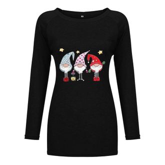 Generic Christmas Long Sleeve Shirt for Women Christmas Jumpers for Women Xmas Sweatshirt Loose Funny Xmas Jumpers Long Sleeve Crewneck Shirt Ladies Fashion H