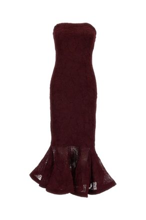 Rotate Bordeaux Flower Mesh Printed Dress