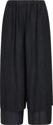 Comme Des Gar&ccedil;ons Gelaagde Pantalons met Wijde Pijpen - Dames - Wijde Broeken - Zwart - S - Wol - Broeken