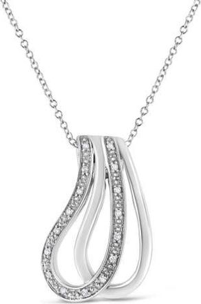 House of Brilliance 925 Sterling Silver Pave-Set Diamond Accent Double Curve Pendant Necklace in White at Nordstrom