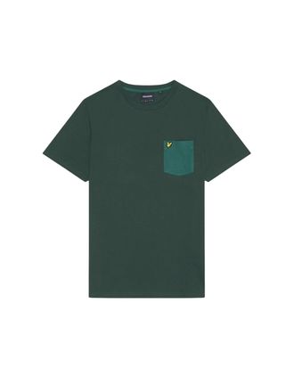 Lyle & Scott Mens Lyle & Scott Tonal Pocket Argyle Teal Green T-Shirt - Size: 38