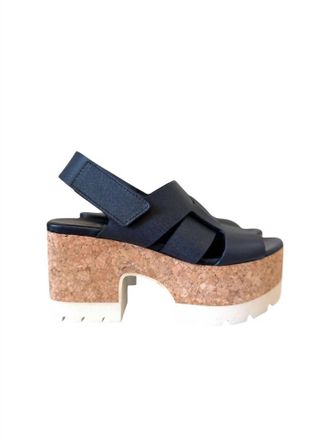 Homers Womens Venice Cork & Rubber Wedge Sandals In Navy